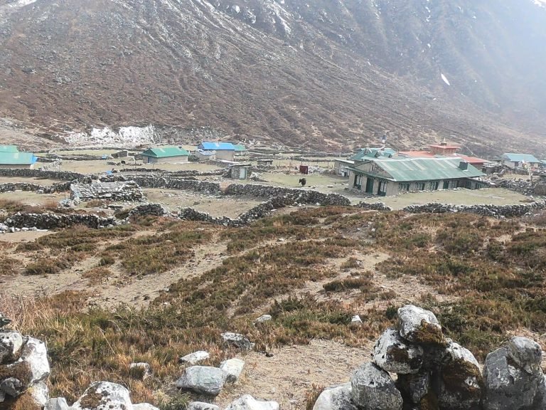 A remote mountain village on the Lapchi Trek route.